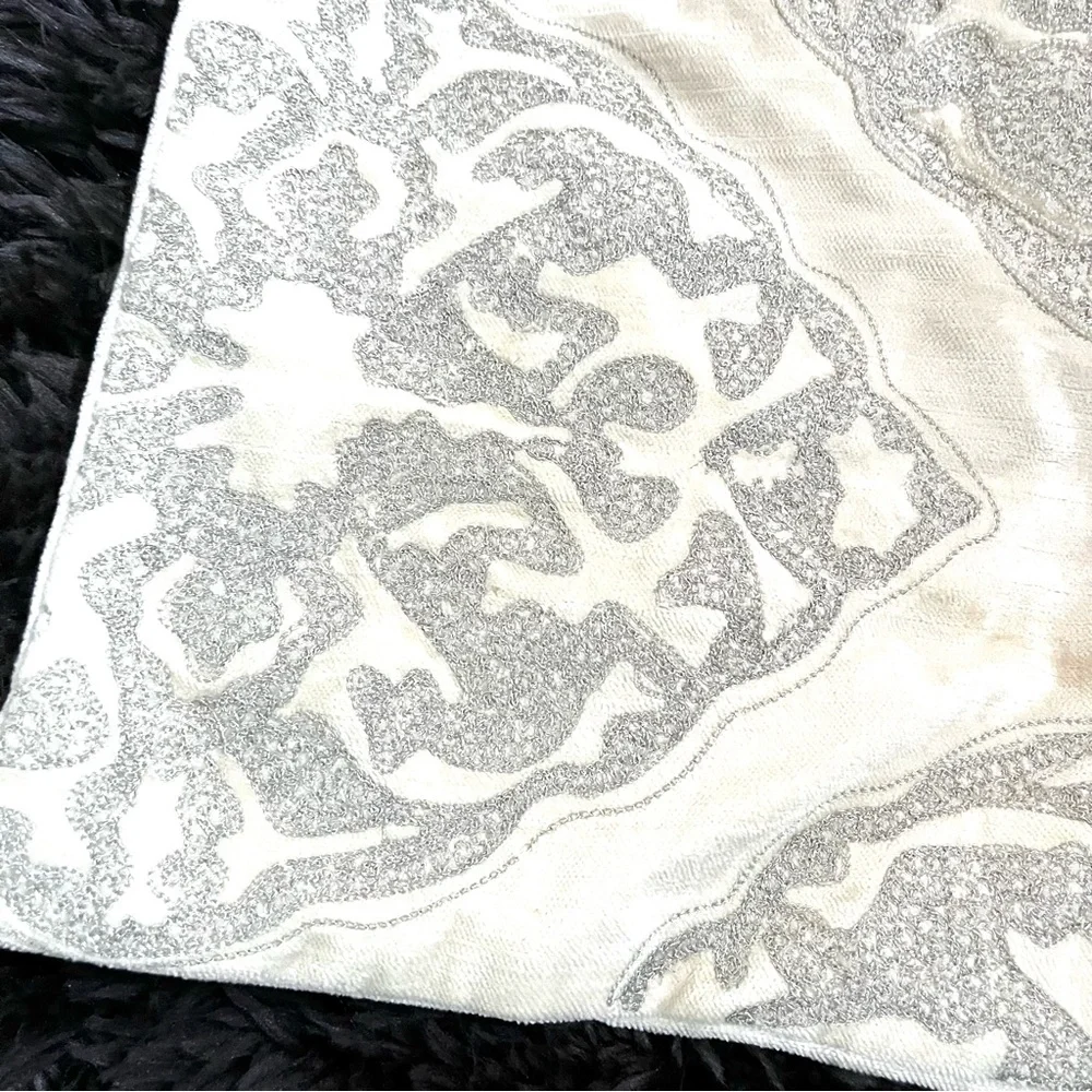 Z Gallerie Set of Two (2) Silver Cream Beaded Euro Pillow Shams